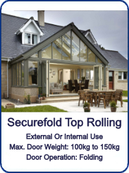 Securefold Top Rolling Bi Folding Doors