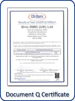 Bi-Folding Door Document Q Certificate