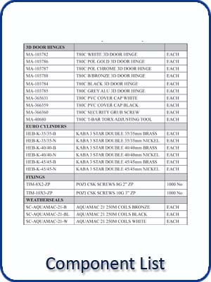 Single Door Component List